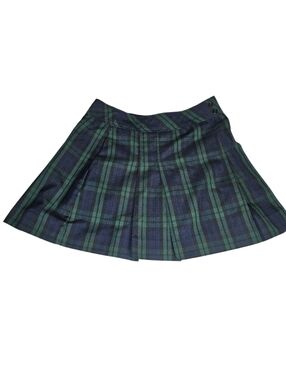 Schoolbelles Wrap Around Kilt School Skirt 30XS Navy Green Plaid Pleated